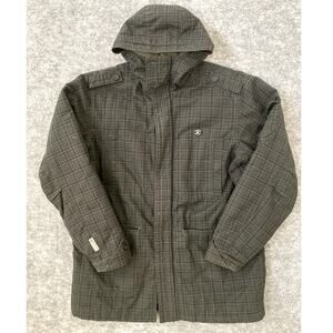 VTG Y2K DC Shoe Company Parka Coat Winter Plaid Hooded Large Grunge